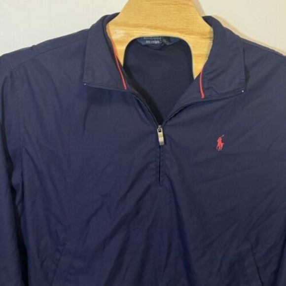 Polo Ralph Lauren Other - Polo Ralph Lauren Mens 1/4 Zip Pullover Jacket Navy Blue Sz L Polyester